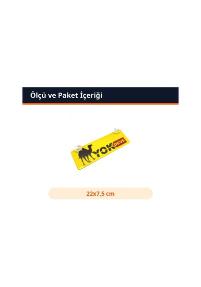Trobus Vantuzlu Dekor Plaka Cam Süsü Yok Deve Yazılı 22x7,5 Cm Sarı
