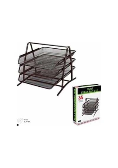 Ark Perforeli Hareketli Metal Siyah 3'lü Evrak Rafı 1055