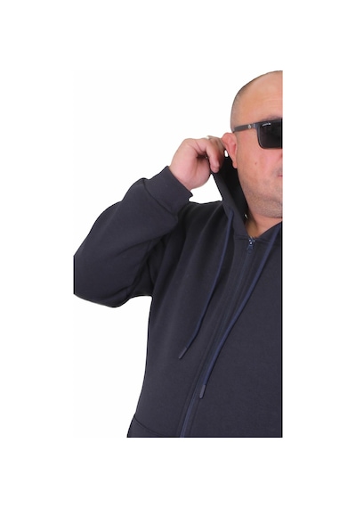Moc Grande Mocgrande Büyük Beden Unisex Kapüşonlu 3Ip Sweat 11701 Lacıvert-Lacıvert