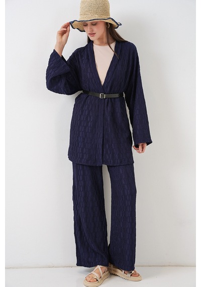 Bigdart Kadın Kimono Pantolon İkili Takım 30078 - Lacivert