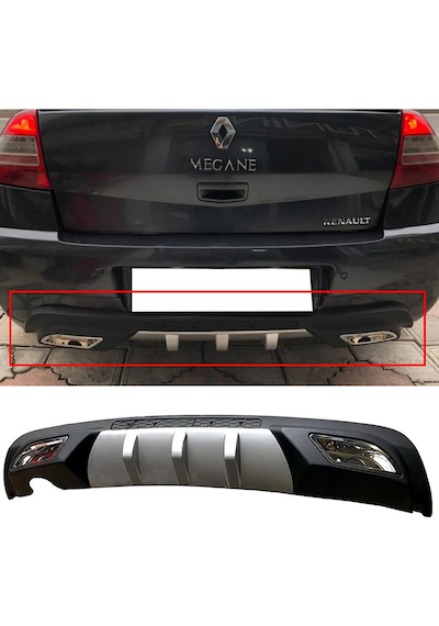 Renault Megane 2 Difüzör Difizör Gri + Kare Egzoz Görünüm C Tip 2002 - 2009