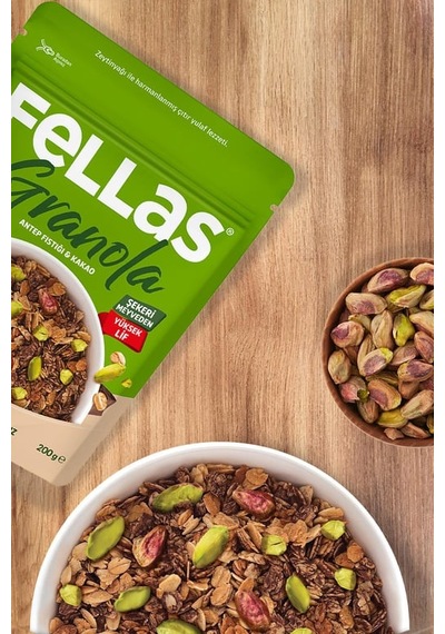 Fellas Granola - Antep Fıstığı & Kakao 200gr 10'li Paket