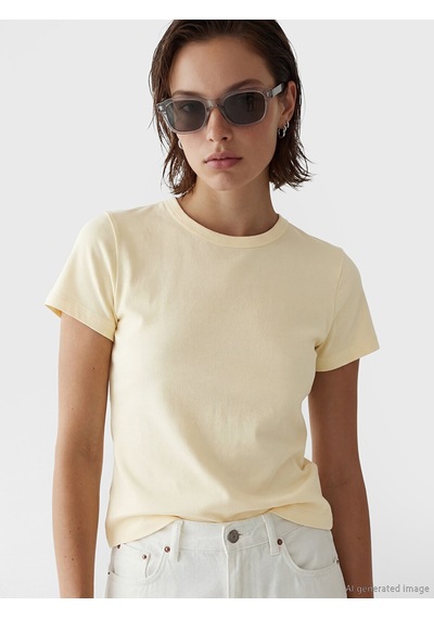 Lcw Vision Bej Bisiklet Yaka Kadın Crop