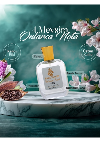 Hediyelik Set Özel Kadın Edp Parfüm Ve Siyah Deri Kartlık- Tonka, Kakao, Sümbül Notalari, K-055 Amber