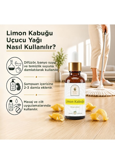 Limon Kabuğu Uçucu Yağı 10 Ml %100 Saf, Ferahlatıcı Ve Canlandırıcı Etki 10 ML