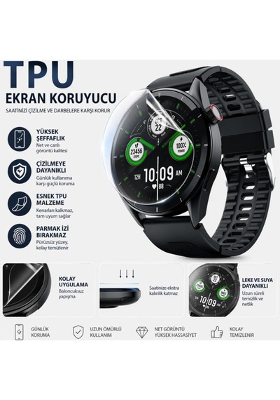 Tecno Watch Pro 3 Ekran Koruyucu Tpu 2'li Şeffaf