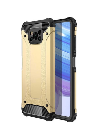 Noktaks - Poco X3 - Poco X3 Nfc - Poco X3 Pro Uyumlu - Kılıf Çift Katman Zırh Tank Crash Military Kapak - Gold Gold