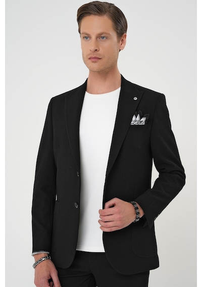 Efor Slim Fit Kırlangıç Yaka Torba Cep Çift Yırtmaç Casual Siyah Ceket C 700 Siyah