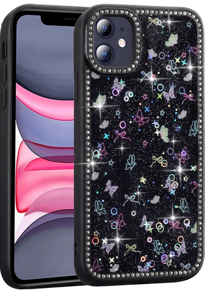 Teleplus Apple Uyumlu iPhone 11 Kılıf Azra Taşlı Simli Kapak