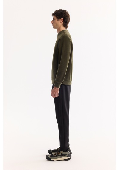 Avva Erkek Haki Bisiklet Yaka Soft Touch Baskılı Polar Regular Fit Sweatshirt A52y1269