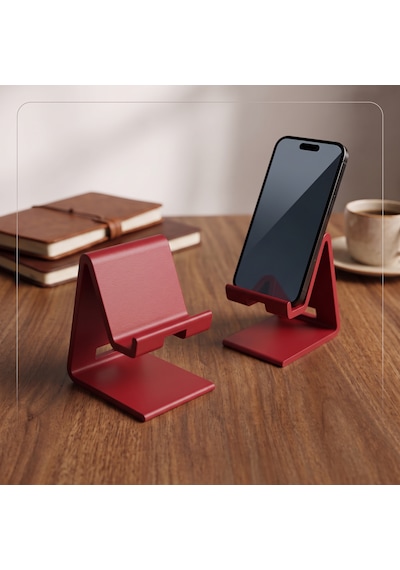 Şarj Kanallı Masaüstü Telefon Standı Kırmızı