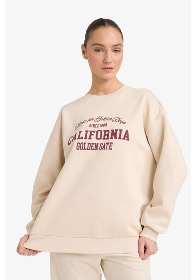 Defacto Oversıze Baskılı Sweatshirt G7026ax25wnbg186 Bej-bg186