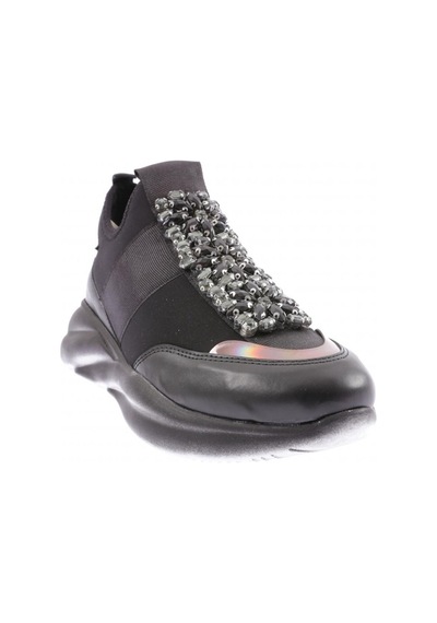 Dgn 222-23y Kadin Strech Detayli Kristal Taşli Sneakers Ayakkabi 222-2026-R1534 Siyah