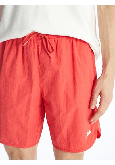 Lcw Swımwear Kırmızı Kısa Boy Baskılı Erkek Deniz Şortu