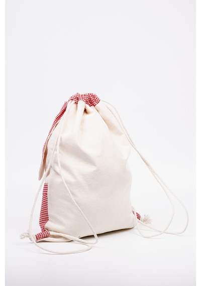 Fabric Craft Bag Çocuk Sırt Çantası Kırmızı Köpek Figürlü Krem - Kırmızı