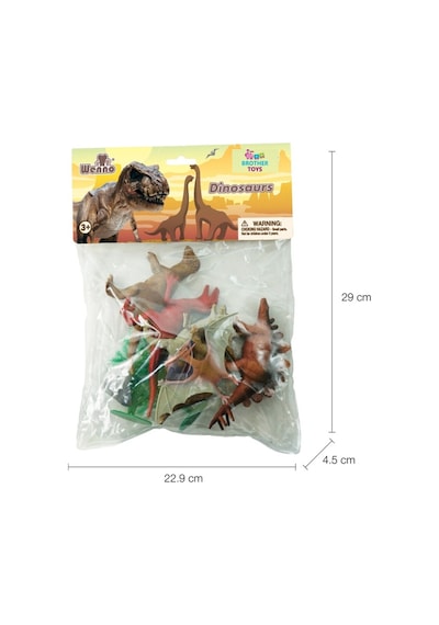 Poşetli 10 Parça Dinozor Dinazor Seti 16 Cm. Trex, Triceraptor, Pterodactyl, Velociraptor