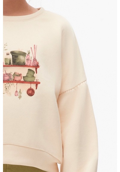 Xo Kids Kiz Çocuk Sweatshirt 4-8 Yaş 37518 Krem