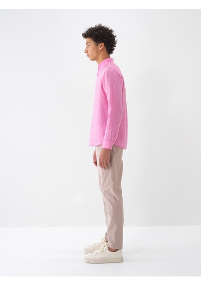 Xint Pembe %100 Keten Regular Fit Gömlek 700931