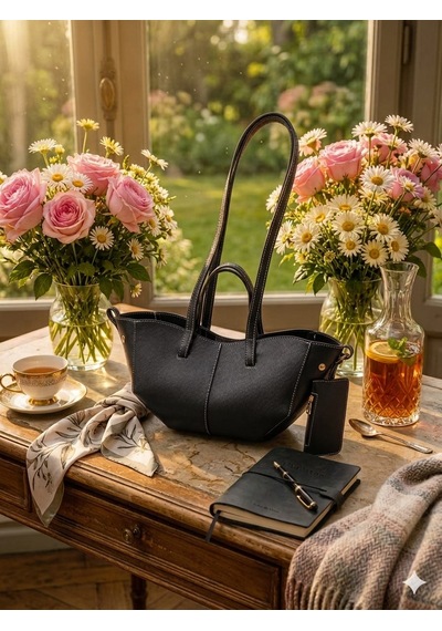 Housebags Valentina Kadın Fermuarlı + Cüzdan Charm El Ve Omuz Çantası Siyah