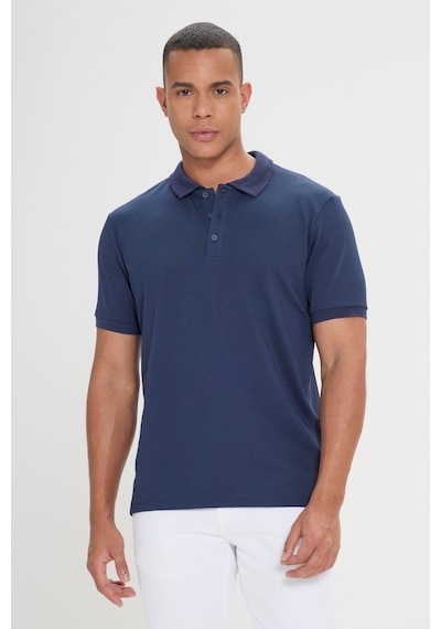 AC&Co / Altınyıldız Classics Erkek Acık Lacı-saks-lacıvert Slim Fit Dar Kesim 3 'lü Kıvrılmaz Polo Yaka Tişört Çok Renkli