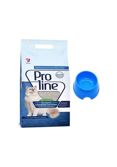 Proline Parfümsüz İnce Topaklaşan Bentonit Kedi Kumu 10 L + Küçük Mama Kabı
