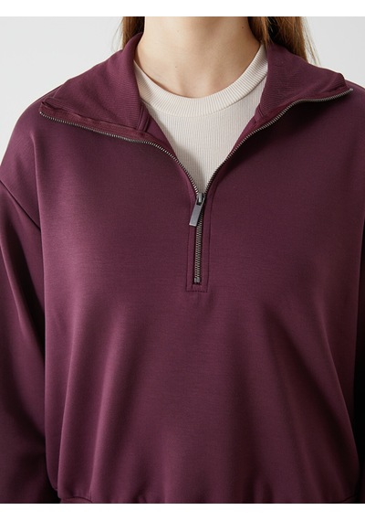 Lcwaıkıkı Classic Mürdüm Dik Yaka Oversize Kadın Sweatshirt