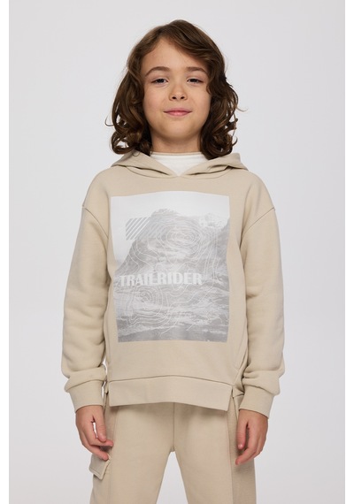 Panço Erkek Çocuk Kapüşonlu Taş Sweatshirt Gri