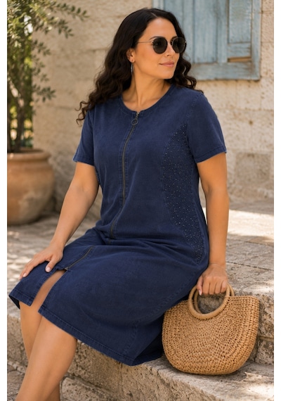 Cedy Denim Cedy Denım - Büyük Beden - Kadın Fermuarlı Taş Ve Dantel Detaylı Vintage Elbise C409 Lacivert Cedy Denim Cedy Denım - Büyük Beden - Kadın Fermuarlı Taş Ve Dantel Detaylı Vintage Elbise C409 Lacivert