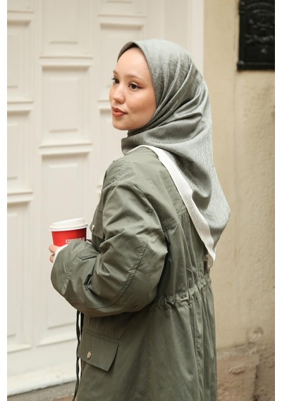 Eşarp - Premium Lux Original Monogram Eşarp İpek Vual, Yüksek Kalite, Hafif, Rahat, Şık, Scarf Yeşil