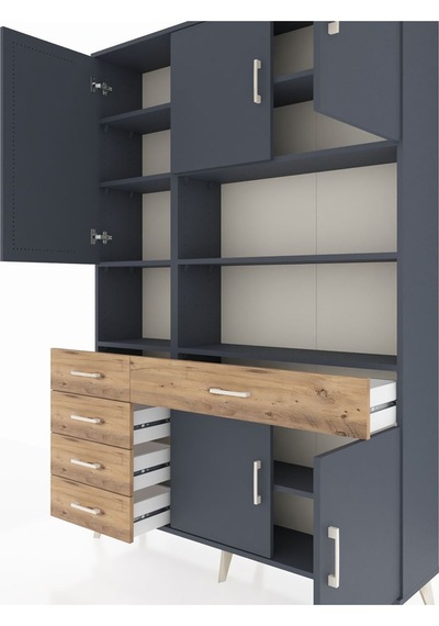 Arges Dolap 9 Raflı 5 Çekmeceli 5 Kapaklı 132x30x195 Antrasit-antrasit/çam Antrasıt/atlas Çam Arges Dolap 9 Raflı 5 Çekmeceli 5 Kapaklı 132x30x195 Antrasit-antrasit/çam Antrasıt/atlas Çam