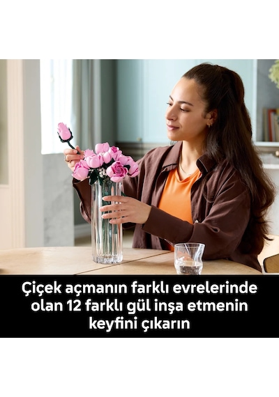 LEGO®  Botanicals Pembe Gül Buketi 10374 - Yetiskinler için 4 Bahar Çiçegi Içeren Dekoratif Çiçek Modeli Yapim Seti (789 Parça)