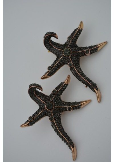 Stoneage Deniz Yıldızı Zirkon Taşlı Bayan Küpe Madeni Bronz Çok Renkli