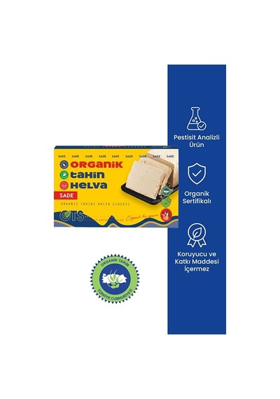 Ots Organik Sade Tahin Helva 200 gr (Organik Sertifikalı, Pestisit Analizli)