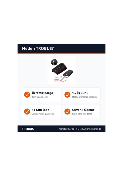 Trobus Seat Ibiza Uyumlu Katlanır Anahtar Kumanda Kılıfı Kırmızı Siyah