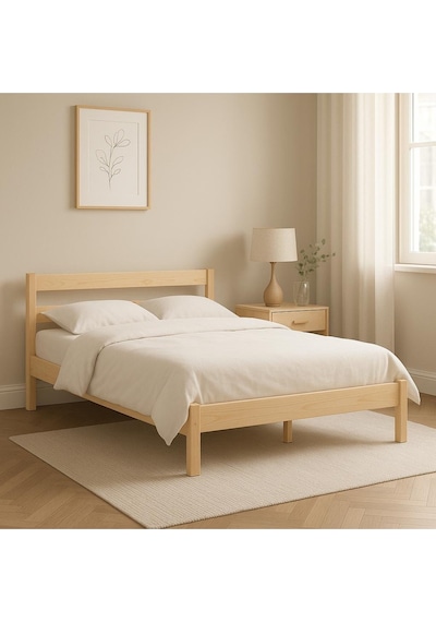 Masif Ahşap Karyola Doğal Ahşap Natural Renk 140x190