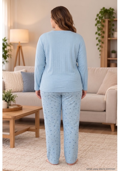 Seboteks Şardonlu İnterlok Kumaş Yakası Düğmeli Kışlık Büyük Beden Kadın Pijama Takımı 2700 Mavi Seboteks Şardonlu İnterlok Kumaş Yakası Düğmeli Kışlık Büyük Beden Kadın Pijama Takımı 2700 Mavi