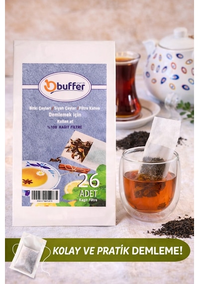 Kullan At Çay Demleme Filtresi 26 Adet Doğal Kağıt Bitki Çayı Ve Kahve Poşeti Belirtilmemiş Diğer