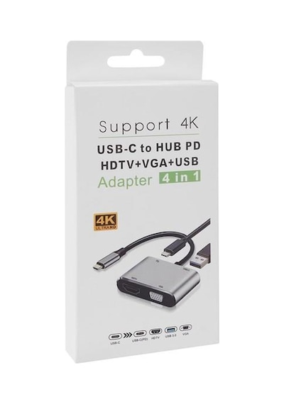 Hytech Hy-usbc22 Type C-hdmı-vga-usb 3.0 4k Çevirici Görüntü Adaptörü-141610