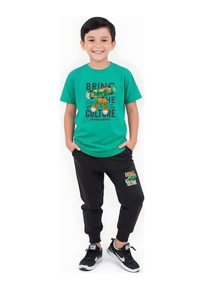 Fyk Kids Erkek Çocuk Mevsimlik Bring Baskılı Alt-üst Takım Yeşil