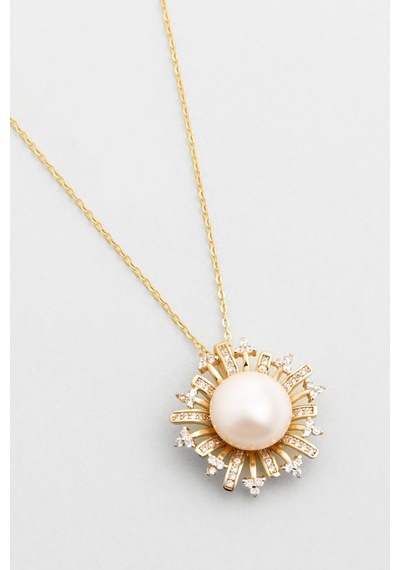 Rönesans 18 Ayar Sarı Altın Kaplama 43 Cm Gümüş Kolye Sarı