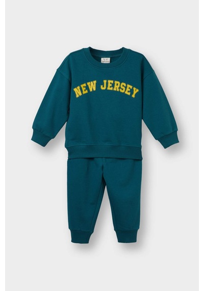 Defacto Erkek Bebek 2li Takım Baskılı Sweatshirt Eşofman Altı E8985a525augn265 Yeşil