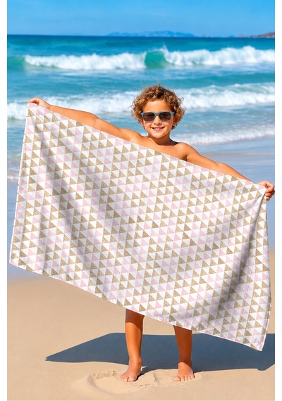 Geometrik Üçgen Modern Plaj Havlusu-pudra Bej Minimalist Havuz Deniz Hızlı Kuruyan Mikrofiber Havlu Kumlu Esinti