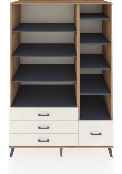 Kronos Dolap 9 Raflı 4 Çekmeceli 132x59x195 Çam-antrasit/aytaşı Antrasıt/aytası Kronos Dolap 9 Raflı 4 Çekmeceli 132x59x195 Çam-antrasit/aytaşı Antrasıt/aytası
