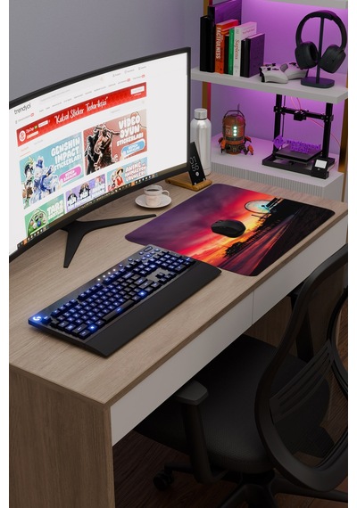Santa Monica Kaliforniya Abd V1 48x40 Xl Gaming Kauçuk Kaymaz Taban Mouse Pad Fare Altlığı