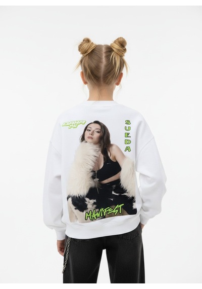 Seabubbles Manifest Sueda Kız Çocuk Sweatshirt BEYAZ