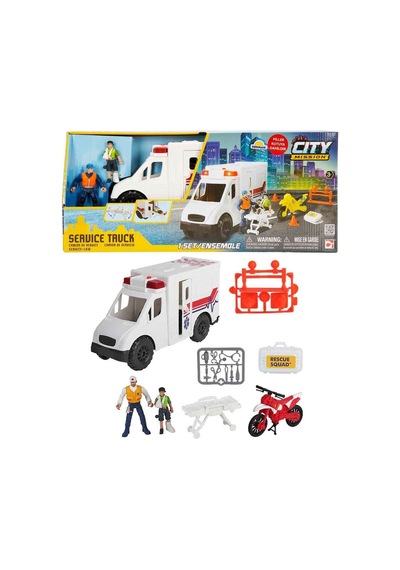 Sesli Ve Işıklı City Mission Şehir Araçları Oyun Seti 24 Cm Ambulans Ve Geri Dönüşüm Araçlı Figürl Çok Renkli