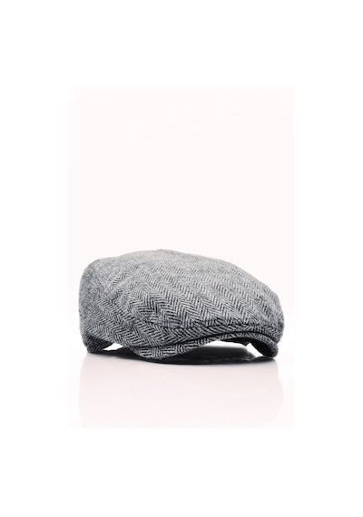Külah Erkek Kasket Balıksırtı Flat Cap Termal Yün Şapka Gri