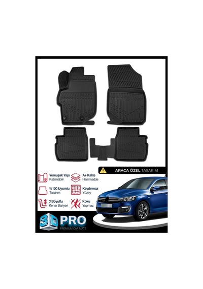Citroen C-elysee Elize 3d Havuzlu Paspas 2012 2013 2014 2015 2016 2017 Model Kokusuz