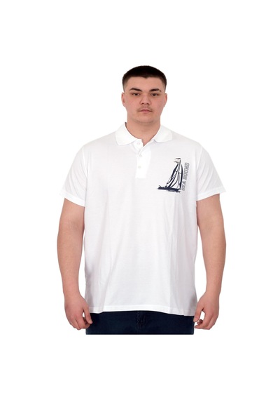 Mode Xl Büyük Beden Erkek T-shirt Polo Sea Bound U25303 Beyaz Beyaz