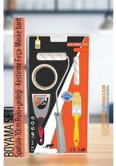 Boyama Seti - Spatula-10cm Rulo +yedeği -kestirme Fırça-maskeleme Bant 0